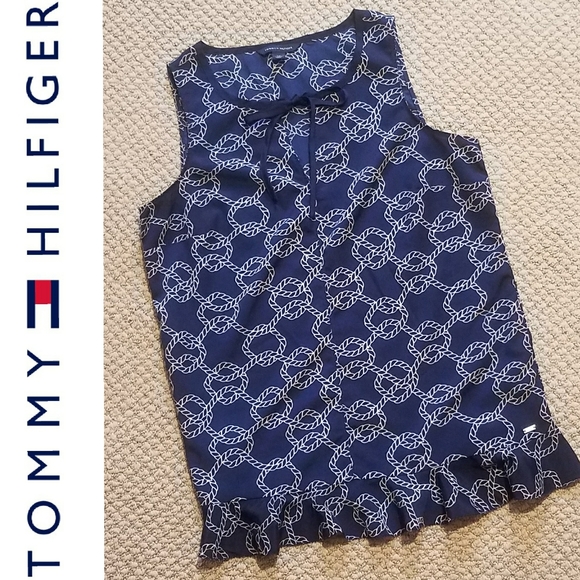 Tommy Hilfiger Tops - NWOT T.H. sleeveless navy blue ruffle hem tank top